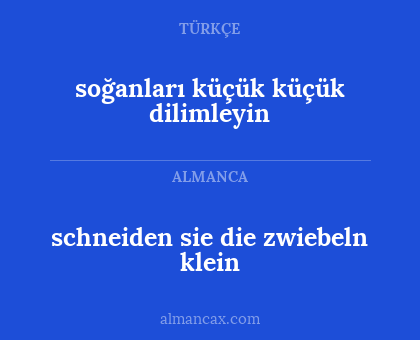 schneiden sie die zwiebeln klein - soğanları küçük küçük dilimleyin