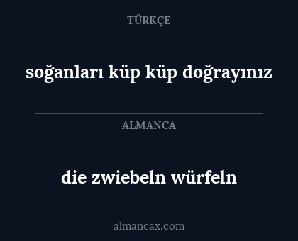 soğanları küp küp doğrayınız - die zwiebeln würfeln