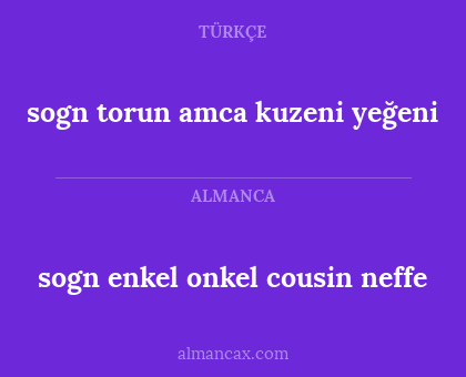 sogn enkel onkel cousin neffe - sogn torun amca kuzeni yeğeni