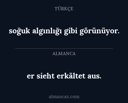 er sieht erkältet aus. - soğuk algınlığı gibi görünüyor.