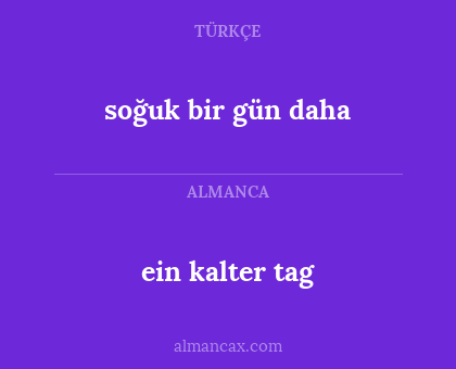 ein kalter tag - soğuk bir gün daha