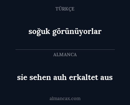 sie sehen auh erkaltet aus - soğuk görünüyorlar