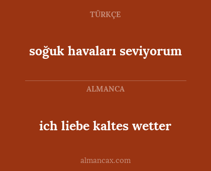 ich liebe kaltes wetter - soğuk havaları seviyorum