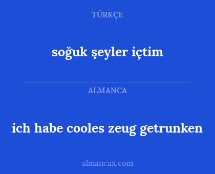 soğuk şeyler içtim - ich habe cooles zeug getrunken