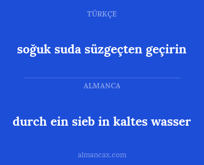 durch ein sieb in kaltes wasser - soğuk suda süzgeçten geçirin