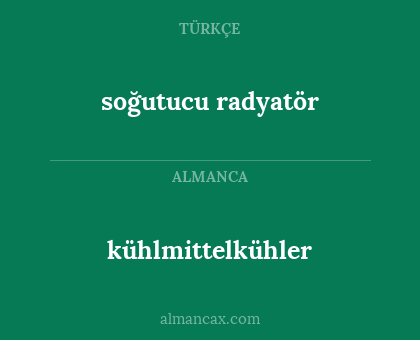 soğutucu radyatör - kühlmittelkühler