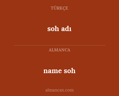 soh adı - name soh