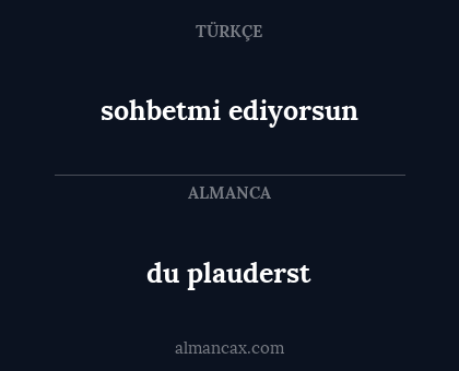 du plauderst - sohbetmi ediyorsun