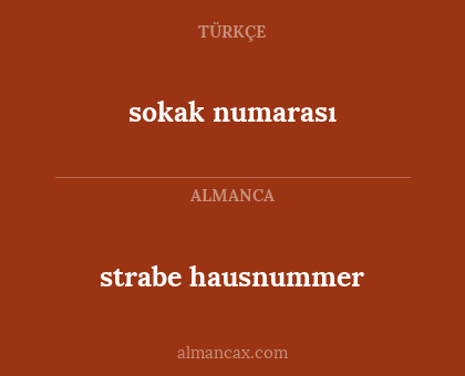 sokak numarası - strabe hausnummer