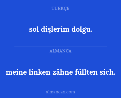 meine linken zähne füllten sich. - sol dişlerim dolgu.