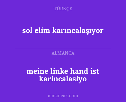 sol elim karıncalaşıyor - meine linke hand ist karincalasiyo