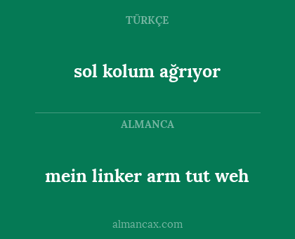 sol kolum ağrıyor - mein linker arm tut weh