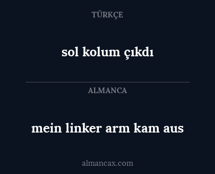 sol kolum çıkdı - mein linker arm kam aus