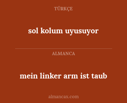 mein linker arm ist taub - sol kolum uyusuyor