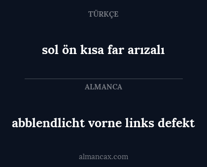 sol ön kısa far arızalı - abblendlicht vorne links defekt