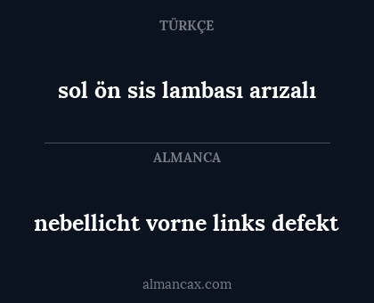 sol ön sis lambası arızalı - nebellicht vorne links defekt