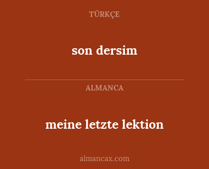 son dersim - meine letzte lektion