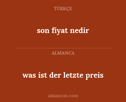 was ist der letzte preis - son fiyat nedir