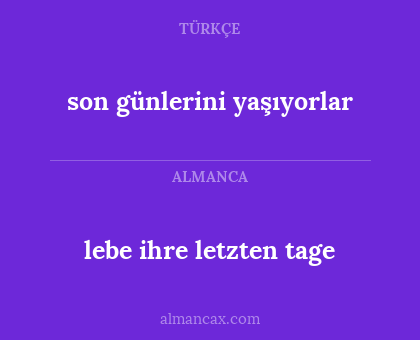 son günlerini yaşıyorlar - lebe ihre letzten tage