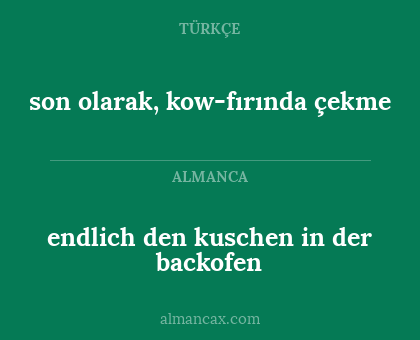 son olarak, kow-fırında çekme - endlich den kuschen in der backofen