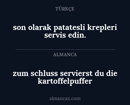 son olarak patatesli krepleri servis edin. - zum schluss servierst du die kartoffelpuffer