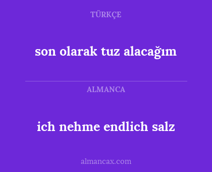 son olarak tuz alacağım - ich nehme endlich salz