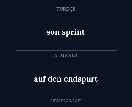 son sprint - auf den endspurt
