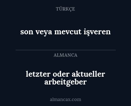 son veya mevcut işveren - letzter oder aktueller arbeitgeber