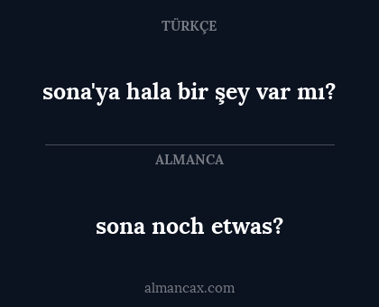sona'ya hala bir şey var mı? - sona noch etwas?