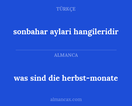 was sind die herbst-monate - sonbahar aylari hangileridir