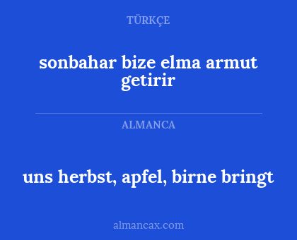 uns herbst, apfel, birne bringt - sonbahar bize elma armut getirir