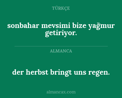 der herbst bringt uns regen. - sonbahar mevsimi bize yağmur getiriyor.