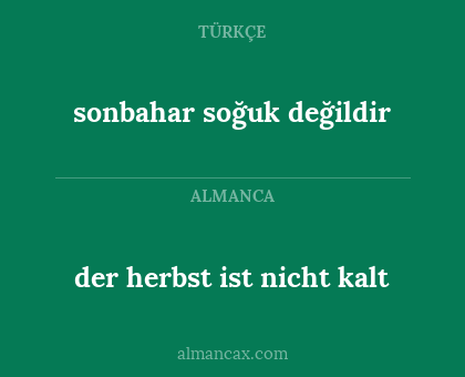der herbst ist nicht kalt - sonbahar soğuk değildir