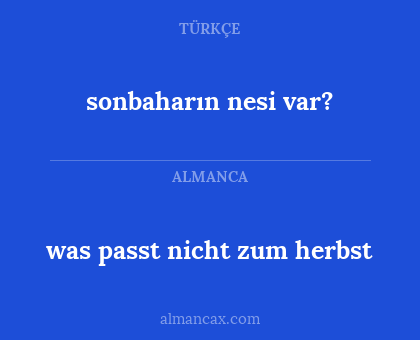 was passt nicht zum herbst - sonbaharın nesi var?