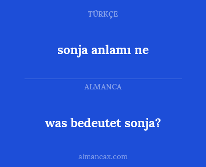 was bedeutet sonja? - sonja anlamı ne