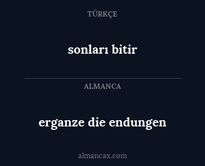 erganze die endungen - sonları bitir