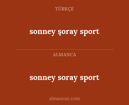 sonney soray sport - sonney şoray sport