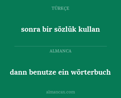 sonra bir sözlük kullan - dann benutze ein wörterbuch