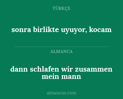 dann schlafen wir zusammen mein mann - sonra birlikte uyuyor, kocam