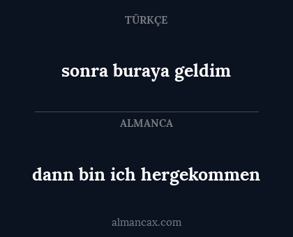 sonra buraya geldim - dann bin ich hergekommen