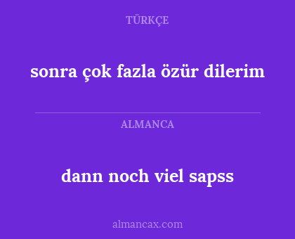 dann noch viel sapss - sonra çok fazla özür dilerim