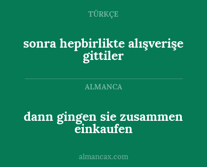 sonra hepbirlikte alışverişe gittiler - dann gingen sie zusammen einkaufen