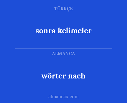 wörter nach - sonra kelimeler