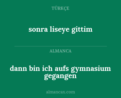 sonra liseye gittim - dann bin ich aufs gymnasium gegangen