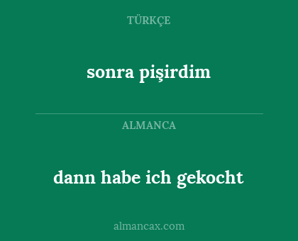 dann habe ich gekocht - sonra pişirdim