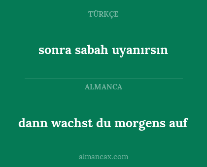 dann wachst du morgens auf - sonra sabah uyanırsın