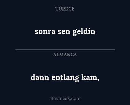 sonra sen geldin - dann entlang kam,