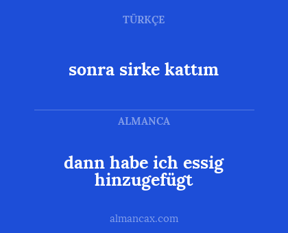 sonra sirke kattım - dann habe ich essig hinzugefügt