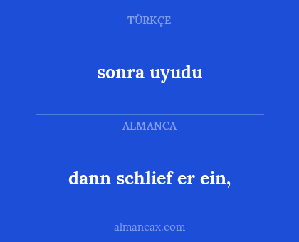 dann schlief er ein, - sonra uyudu