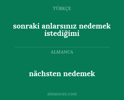 nächsten nedemek - sonraki anlarsınız nedemek istediğimi